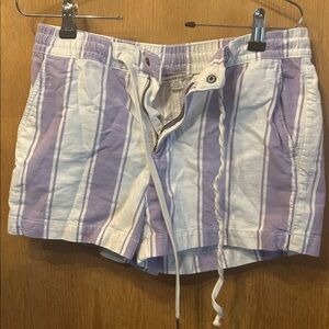 American Eagle Purple Stripe Shorts Drawstring Waist Stretch Small